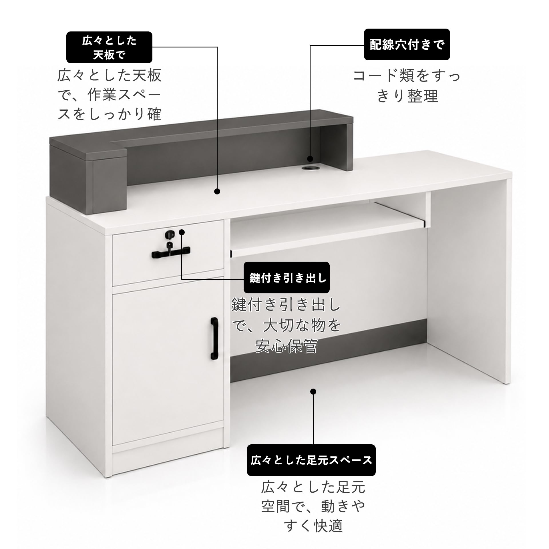 Amazon | GIFTREE レジカウンター 受付カウンター 幅120cm×奥行×45cm